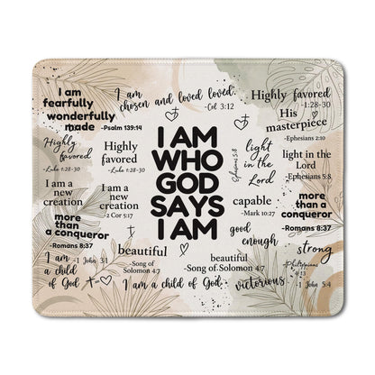 Inspirational Christian God Says I Am Mouse Pad, Minimalist Boho Floral Bible Verse Affirmation Mouse Pads Mousepad for Home Office Dorm Computers Laptop Supplies Desk Accessories, 9.5x7.9 Inch