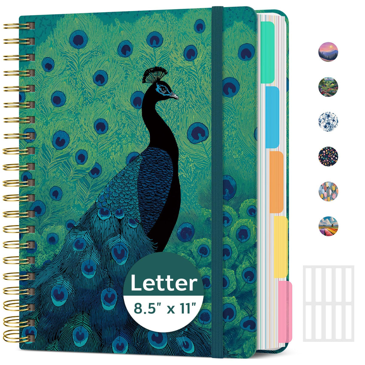 Taja Pretty Large Spiral Lined Notebook for Work with 5 Removable Dividers