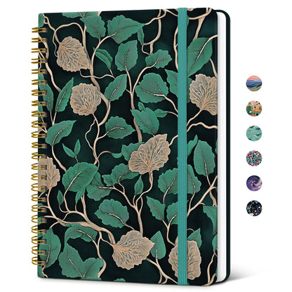 Taja Hardcover Journal for Women, Pretty Spiral Lined Notebook for Work, A5