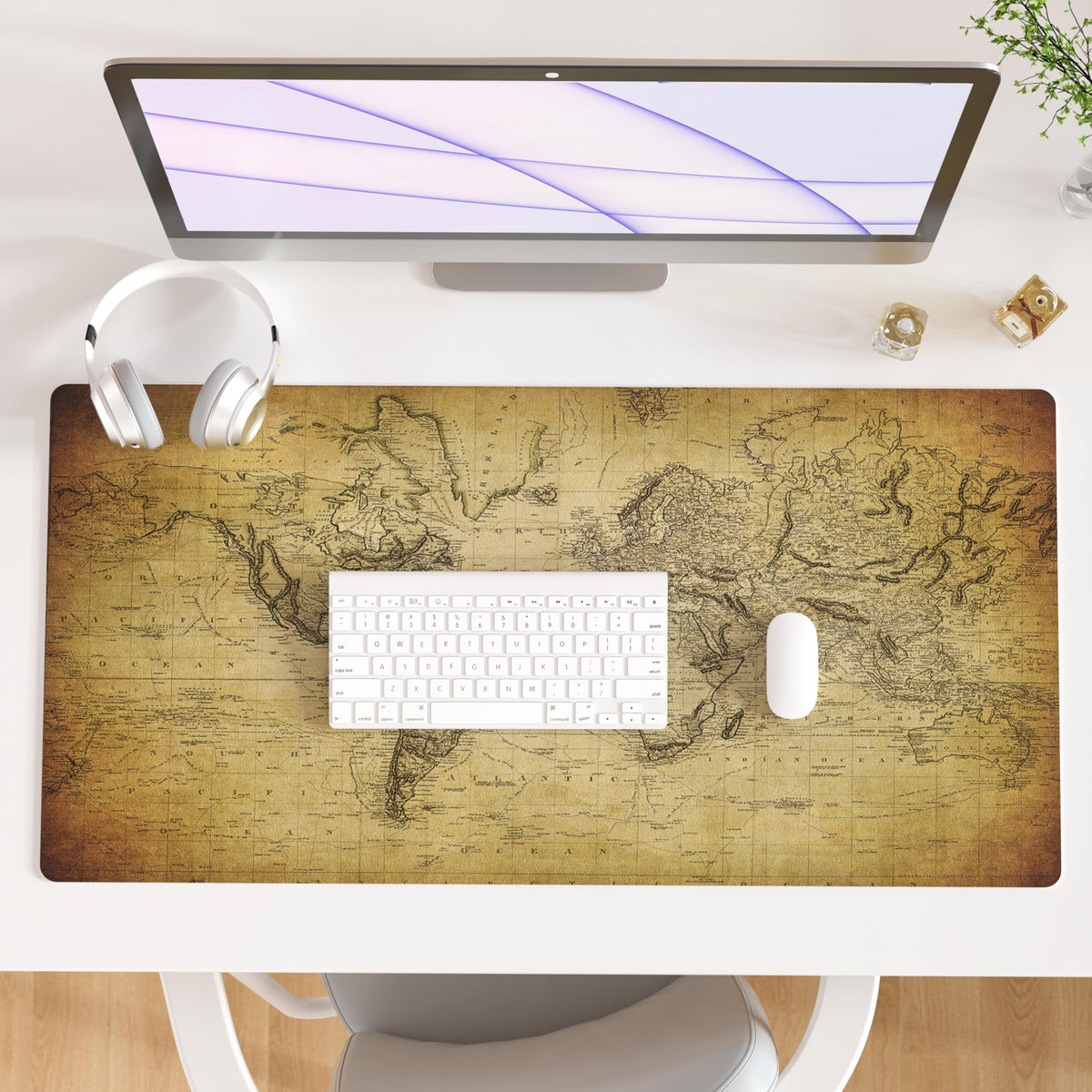 QiyI PU Leather Large Mouse Pad, Office Decor, 31.5" x 15.7", Rose Gold
